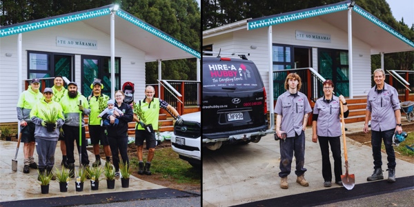 Green Acres and Hire A Hubby Team voluntering at Te Ao Mārama - Barnardos NZ